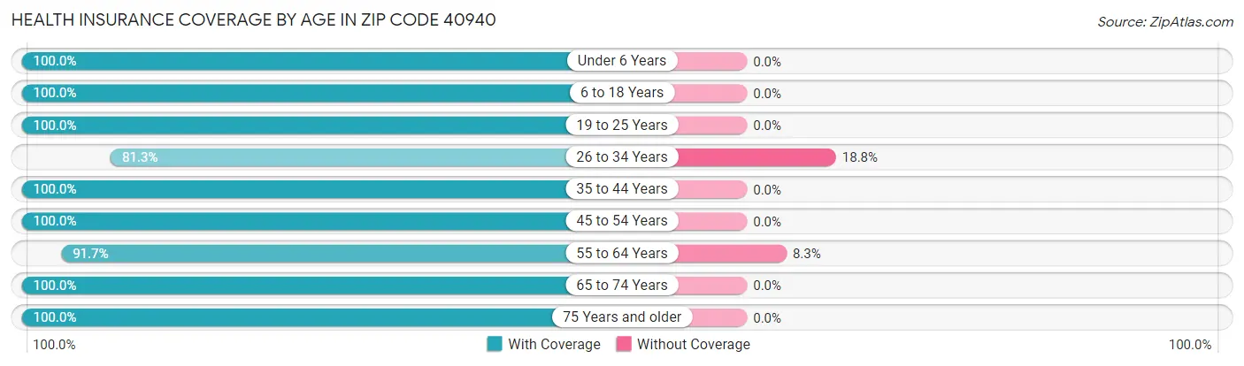 Health Insurance Coverage by Age in Zip Code 40940