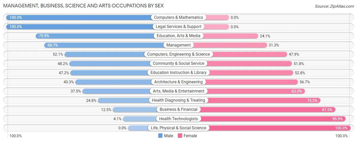 Management, Business, Science and Arts Occupations by Sex in Zip Code 40965