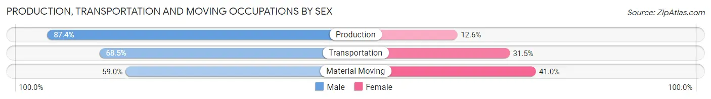 Production, Transportation and Moving Occupations by Sex in Zip Code 40965