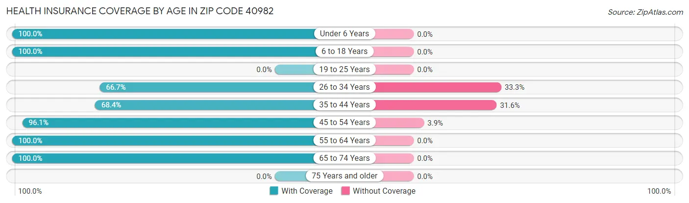 Health Insurance Coverage by Age in Zip Code 40982