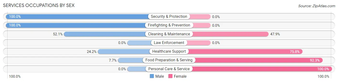 Services Occupations by Sex in Zip Code 41007
