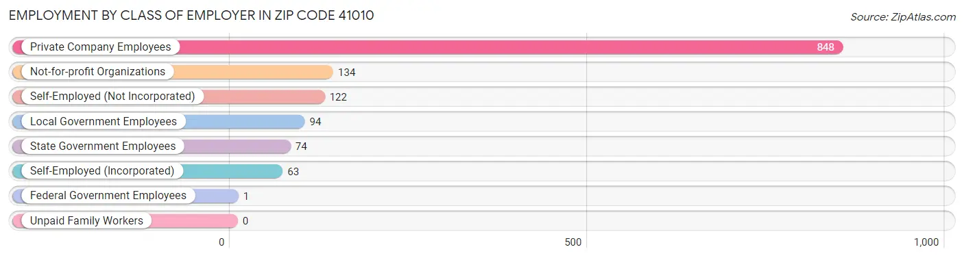 Employment by Class of Employer in Zip Code 41010