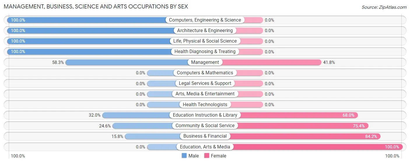 Management, Business, Science and Arts Occupations by Sex in Zip Code 41049