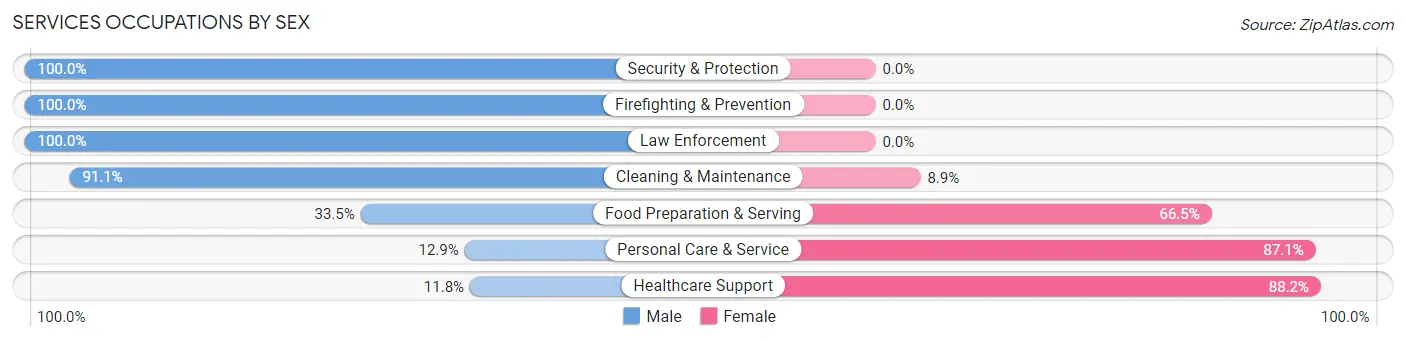 Services Occupations by Sex in Zip Code 41071