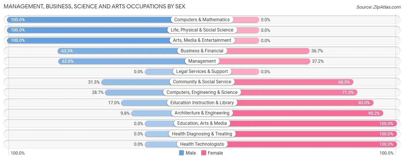 Management, Business, Science and Arts Occupations by Sex in Zip Code 41080