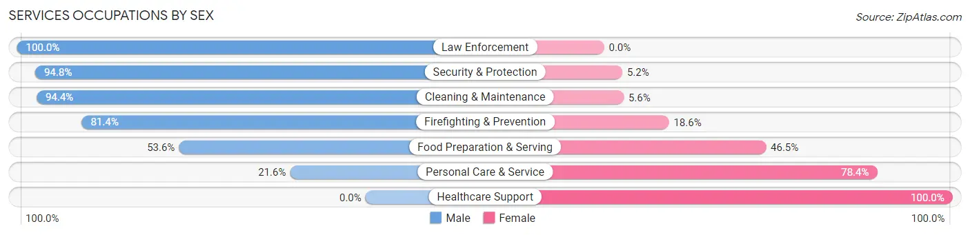 Services Occupations by Sex in Zip Code 41091