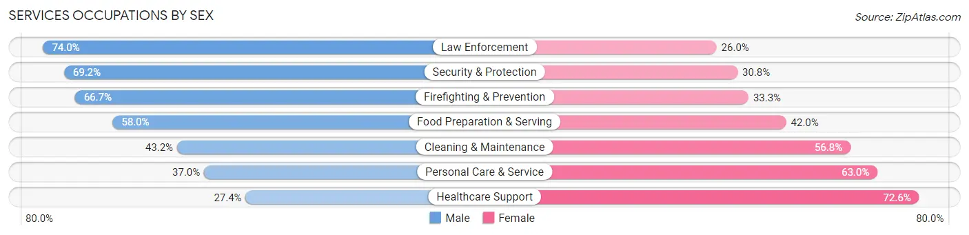 Services Occupations by Sex in Zip Code 41101