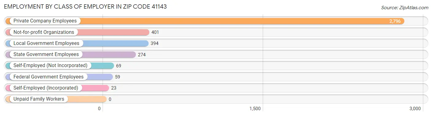 Employment by Class of Employer in Zip Code 41143