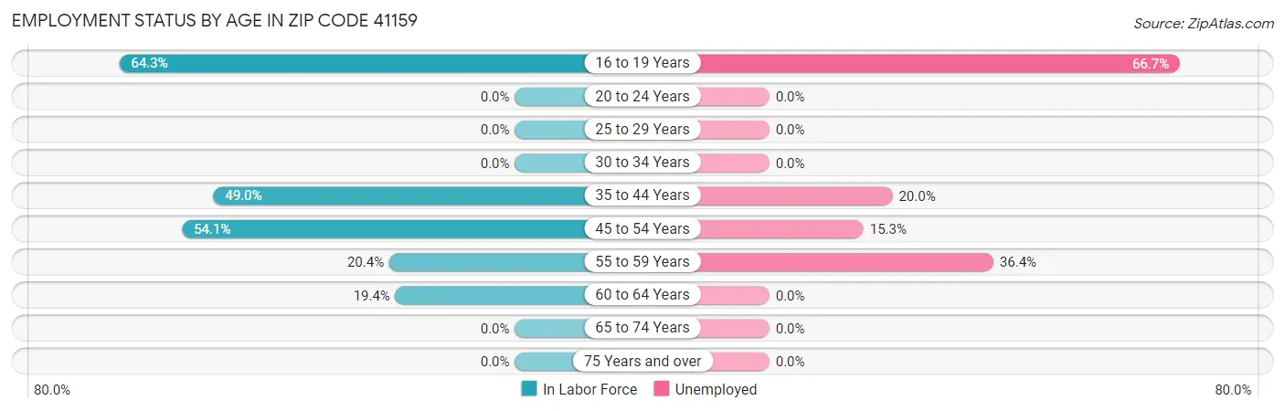 Employment Status by Age in Zip Code 41159