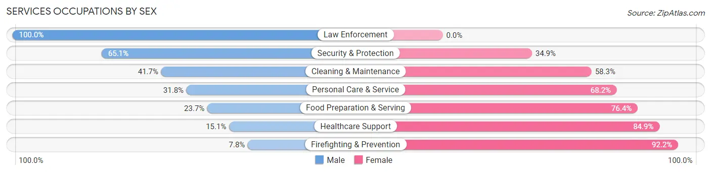 Services Occupations by Sex in Zip Code 41164