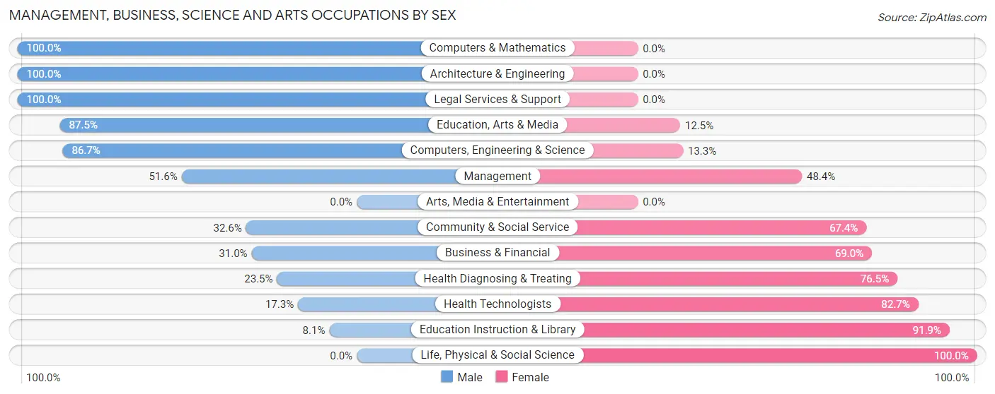 Management, Business, Science and Arts Occupations by Sex in Zip Code 41169