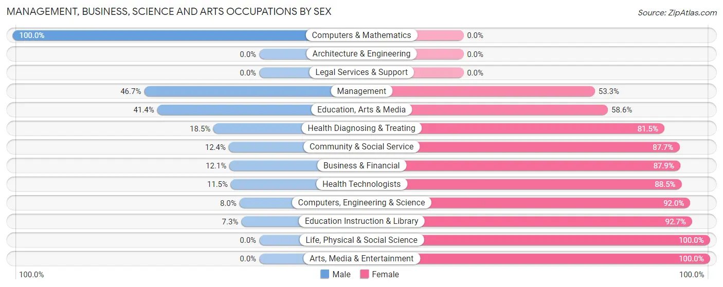 Management, Business, Science and Arts Occupations by Sex in Zip Code 41175