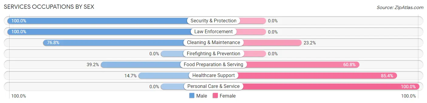 Services Occupations by Sex in Zip Code 41179
