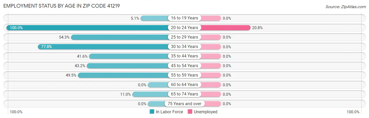 Employment Status by Age in Zip Code 41219