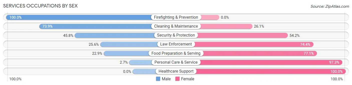Services Occupations by Sex in Zip Code 41301