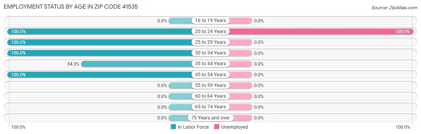 Employment Status by Age in Zip Code 41535