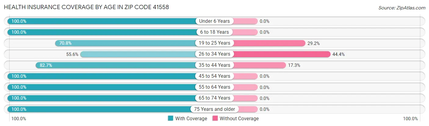 Health Insurance Coverage by Age in Zip Code 41558