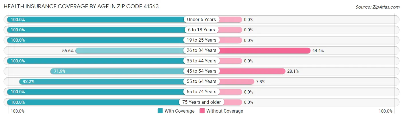 Health Insurance Coverage by Age in Zip Code 41563