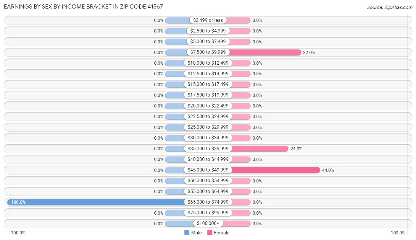 Earnings by Sex by Income Bracket in Zip Code 41567