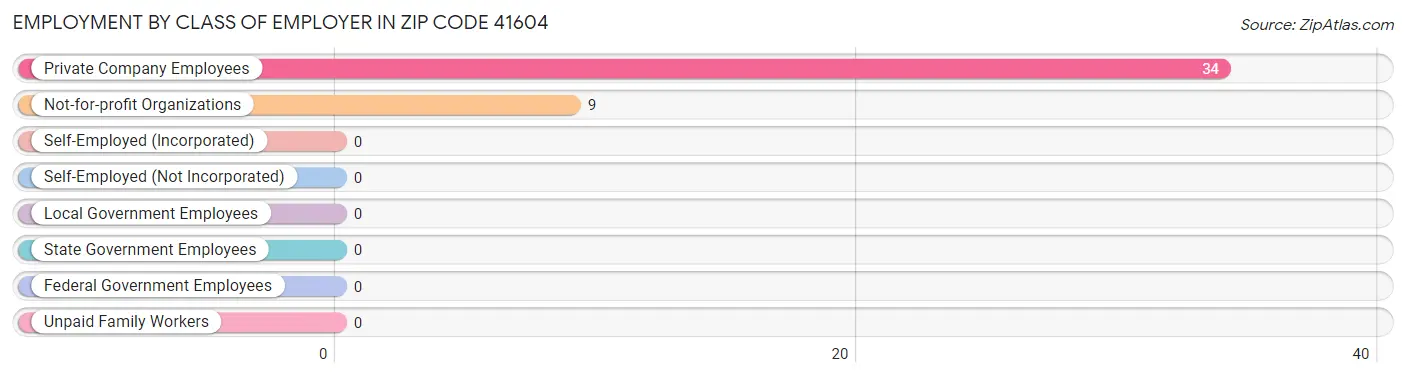 Employment by Class of Employer in Zip Code 41604