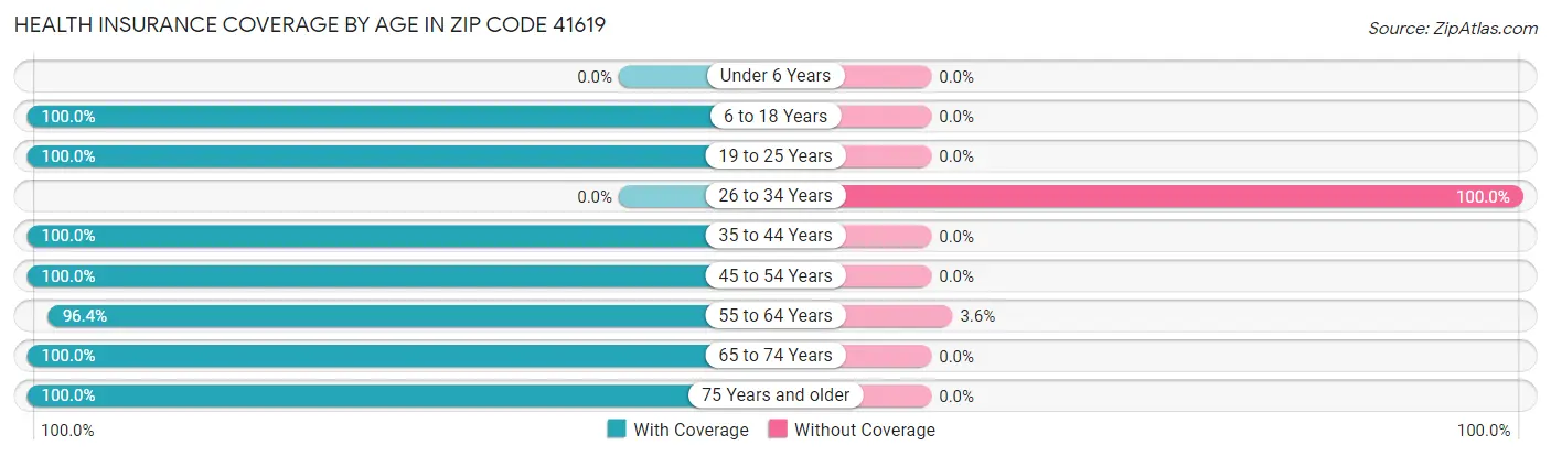 Health Insurance Coverage by Age in Zip Code 41619