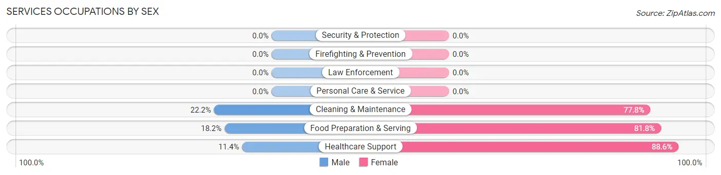 Services Occupations by Sex in Zip Code 41635