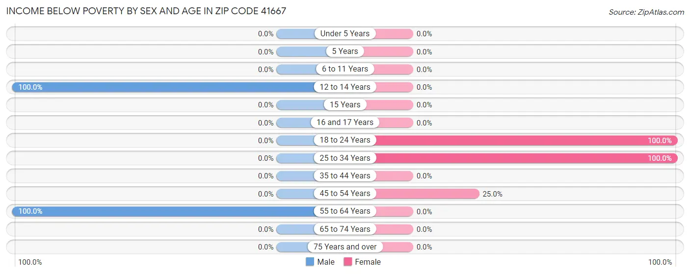 Income Below Poverty by Sex and Age in Zip Code 41667