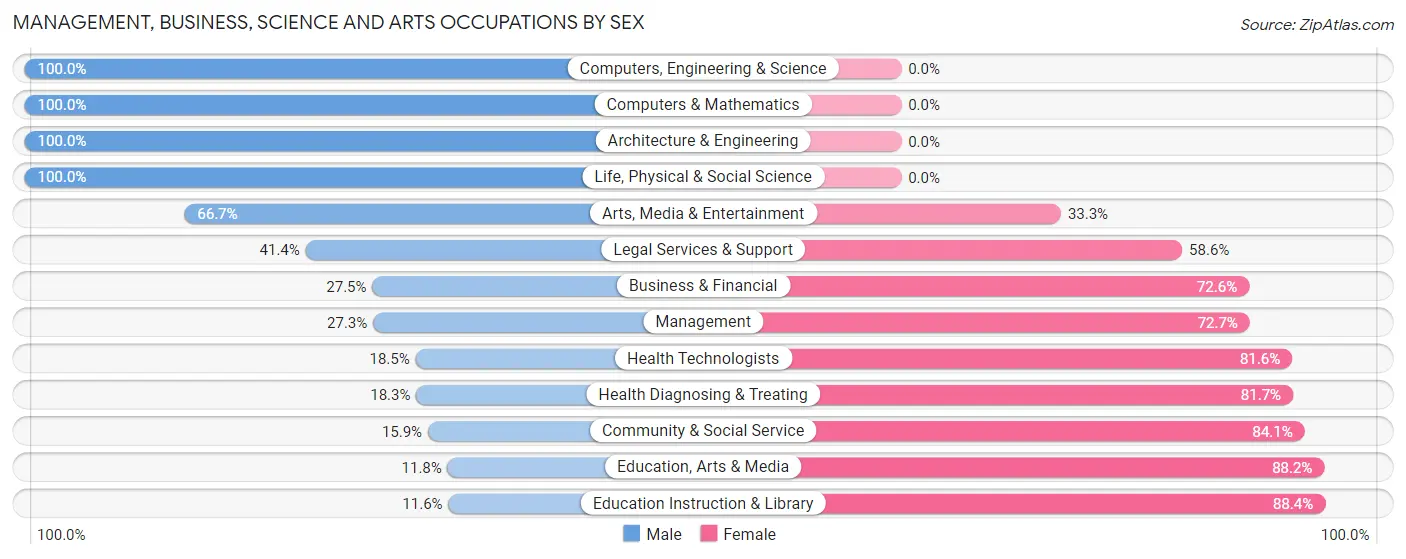 Management, Business, Science and Arts Occupations by Sex in Zip Code 41701