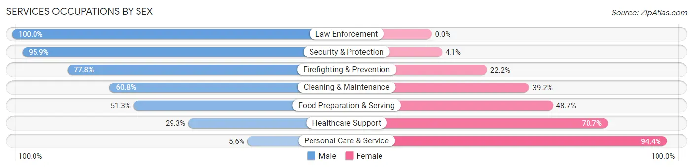 Services Occupations by Sex in Zip Code 41701