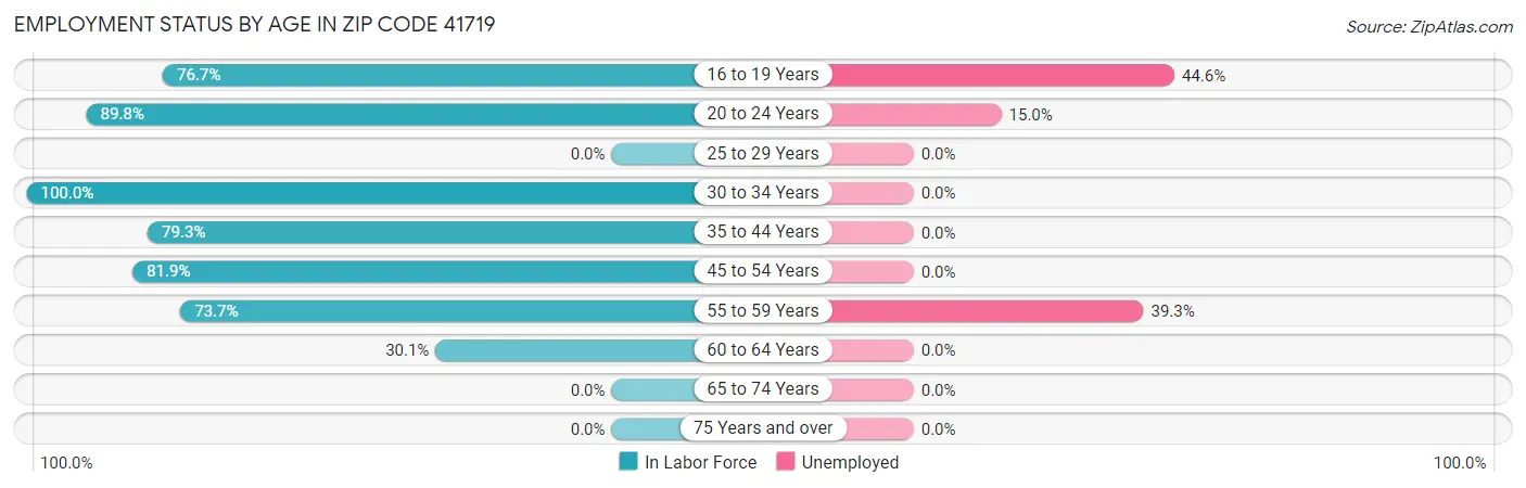 Employment Status by Age in Zip Code 41719