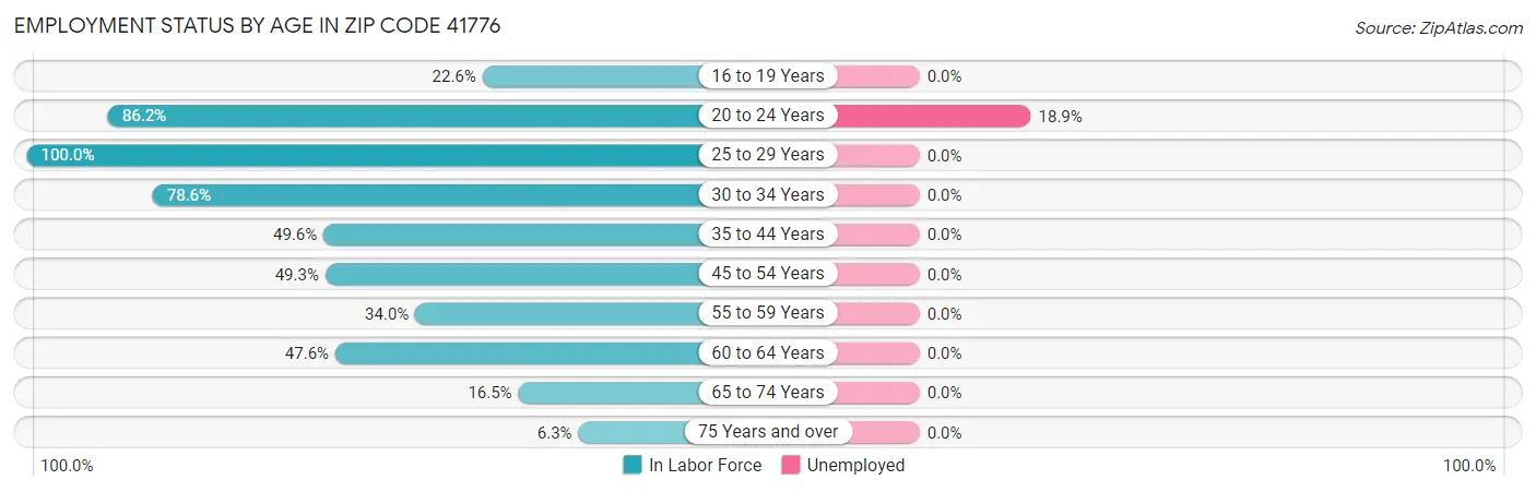 Employment Status by Age in Zip Code 41776