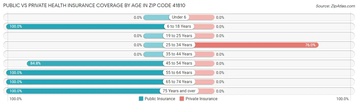 Public vs Private Health Insurance Coverage by Age in Zip Code 41810
