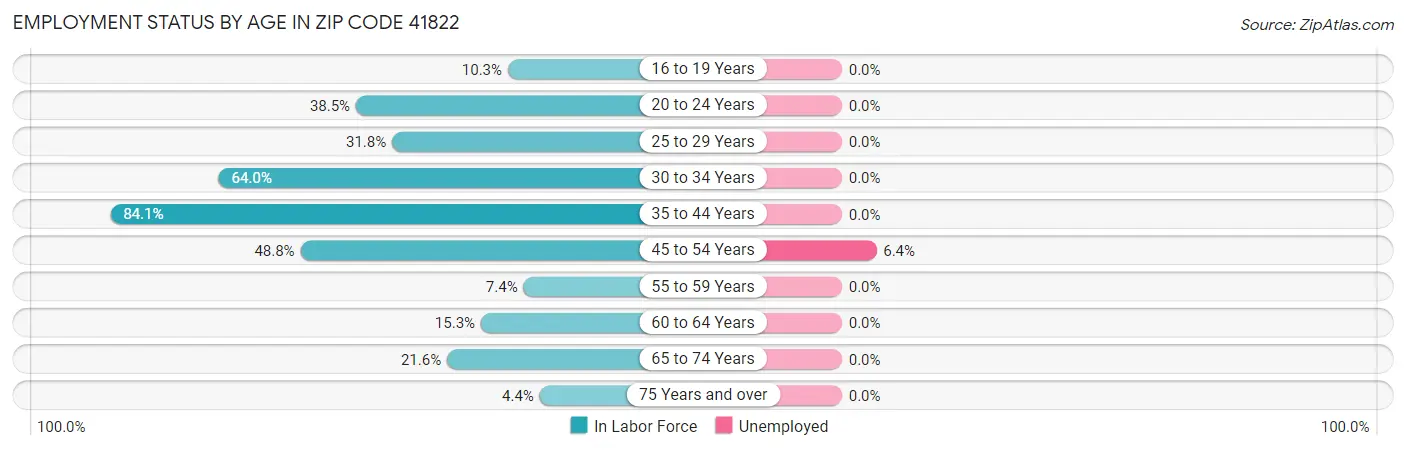 Employment Status by Age in Zip Code 41822