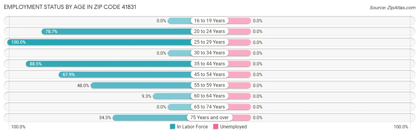 Employment Status by Age in Zip Code 41831