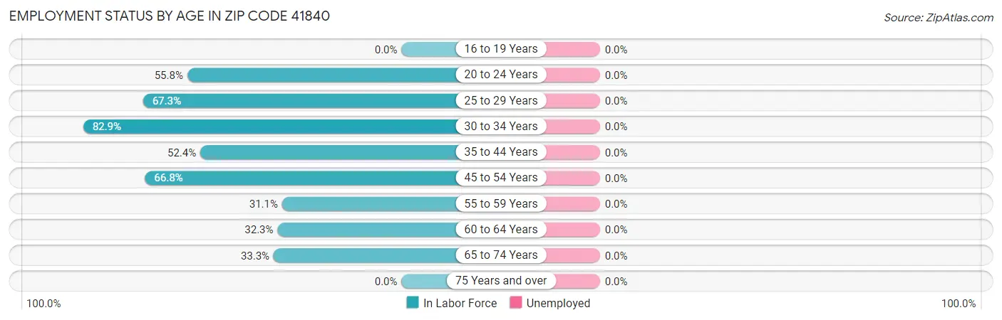Employment Status by Age in Zip Code 41840