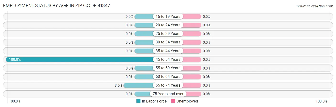 Employment Status by Age in Zip Code 41847