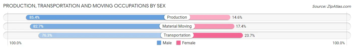 Production, Transportation and Moving Occupations by Sex in Zip Code 42001