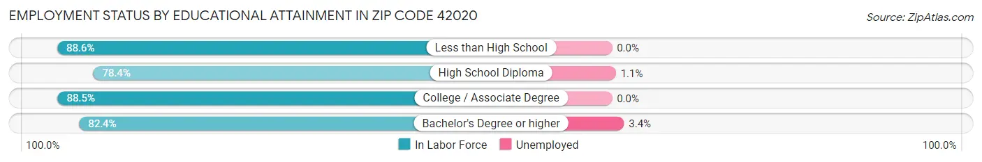 Employment Status by Educational Attainment in Zip Code 42020