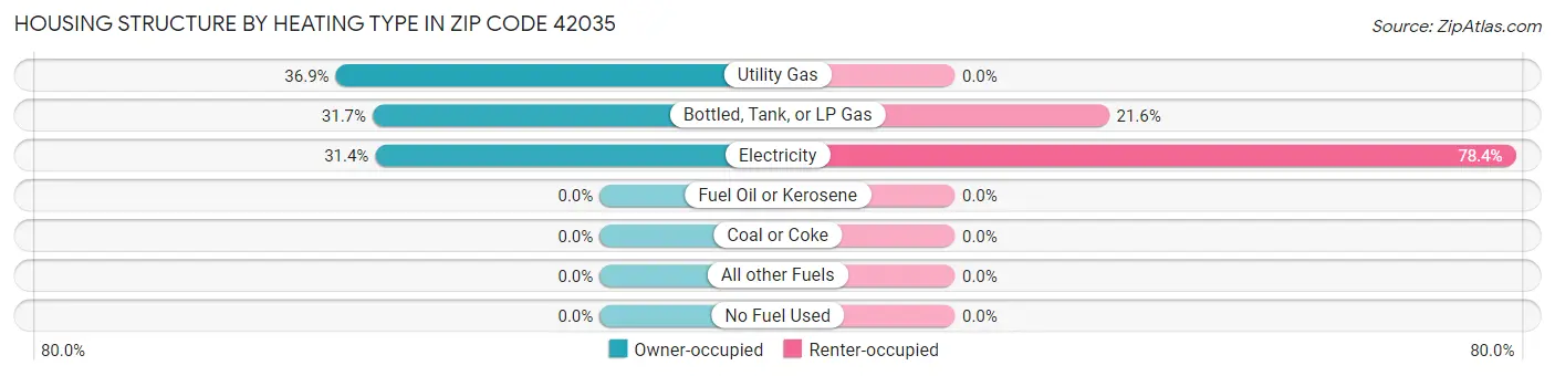 Housing Structure by Heating Type in Zip Code 42035