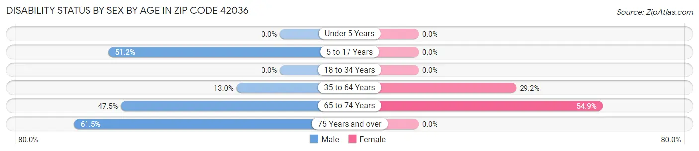 Disability Status by Sex by Age in Zip Code 42036