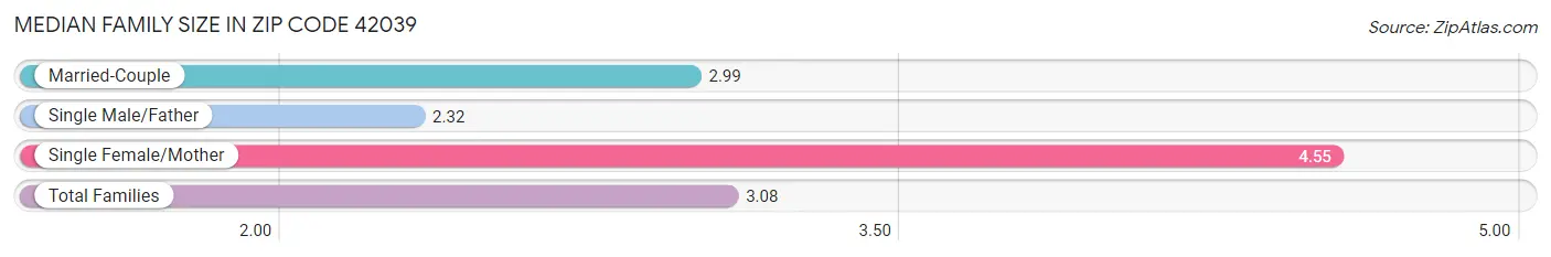 Median Family Size in Zip Code 42039
