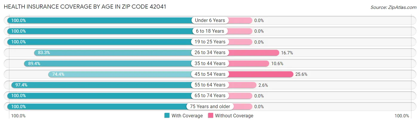 Health Insurance Coverage by Age in Zip Code 42041