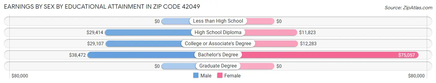 Earnings by Sex by Educational Attainment in Zip Code 42049