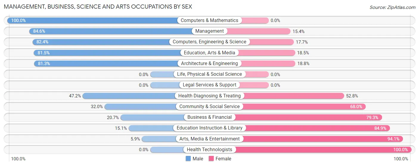 Management, Business, Science and Arts Occupations by Sex in Zip Code 42049