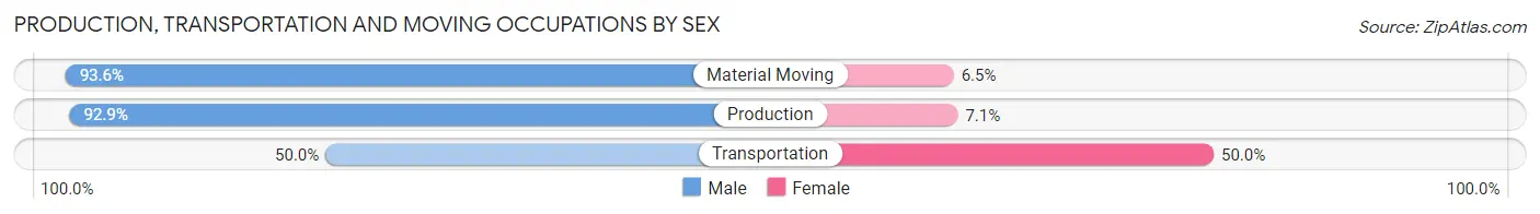 Production, Transportation and Moving Occupations by Sex in Zip Code 42049