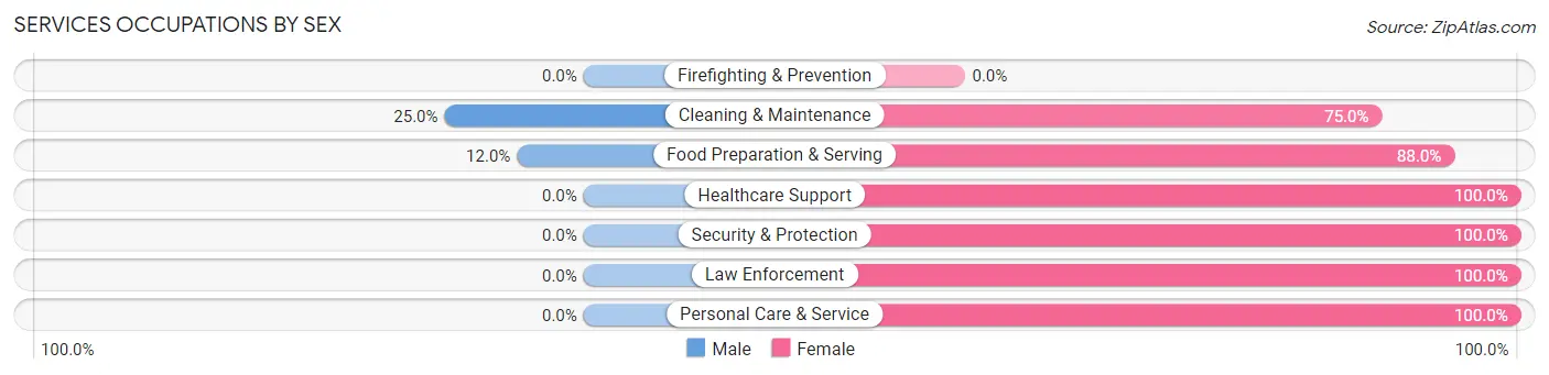 Services Occupations by Sex in Zip Code 42049