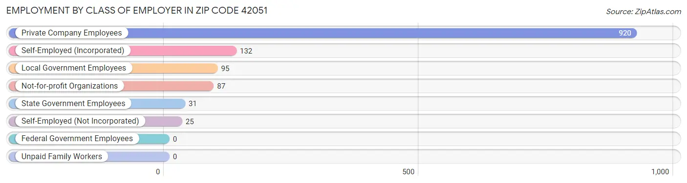 Employment by Class of Employer in Zip Code 42051