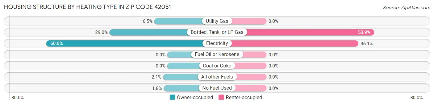 Housing Structure by Heating Type in Zip Code 42051