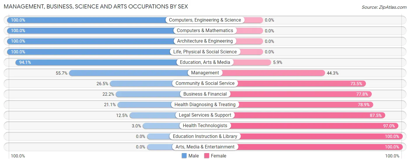 Management, Business, Science and Arts Occupations by Sex in Zip Code 42053