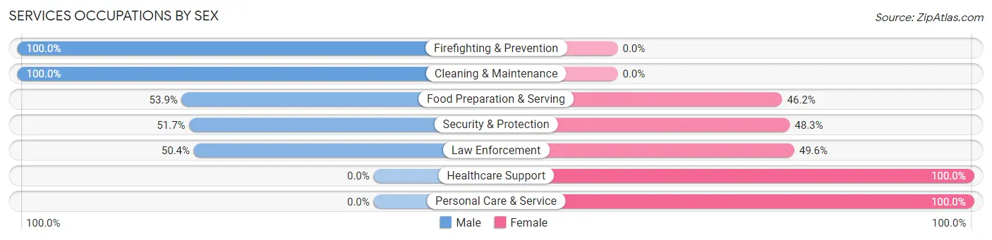 Services Occupations by Sex in Zip Code 42055